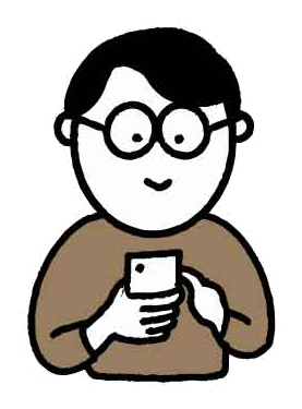 スマホで学習する受講生のイラスト