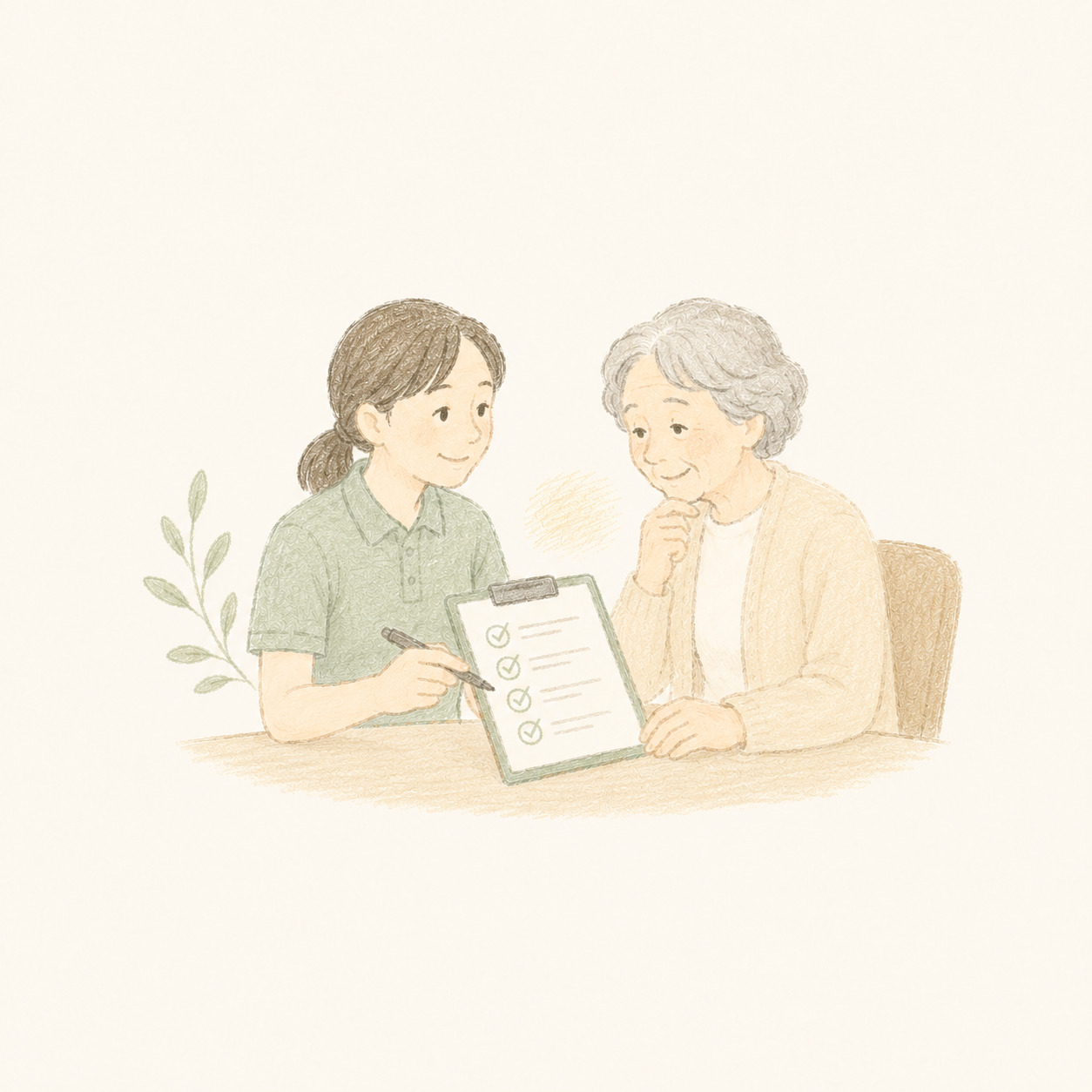 介護保険やサービス内容をわかりやすく説明するイラスト