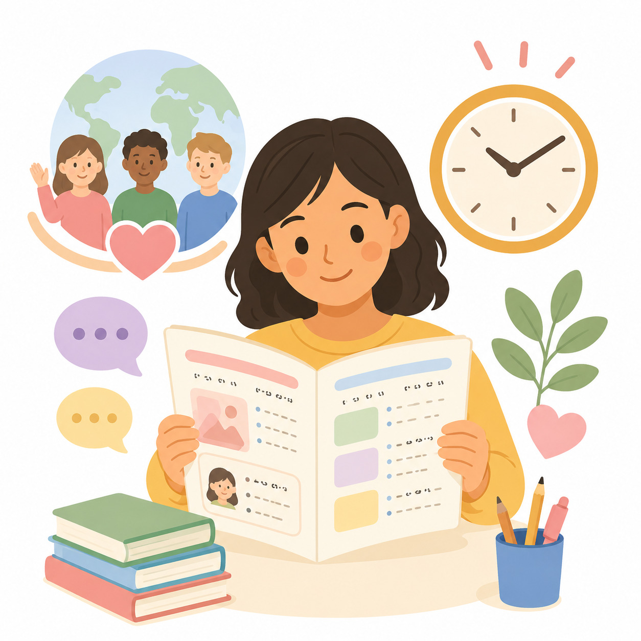 外国籍の方の学習支援をイメージしたイラスト