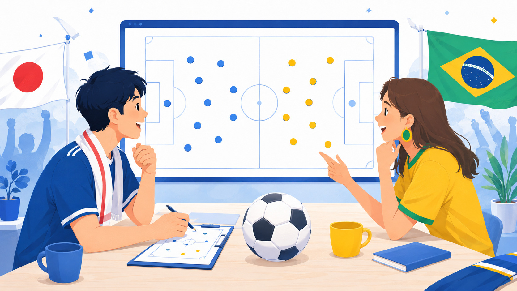 日本対ブラジル戦を前にしたサッカー予想のイメージ