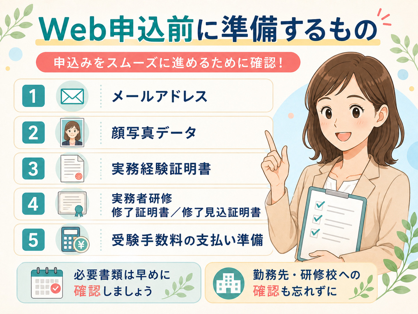 介護福祉士国家試験のWeb申込み前に準備するメールアドレス、顔写真、必要書類、受験手数料